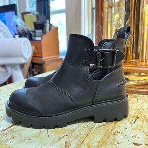 UGG Black Leather Combat Boots